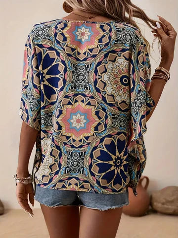 Diona - Bluse mit Blumenmuster und V-Ausschnitt