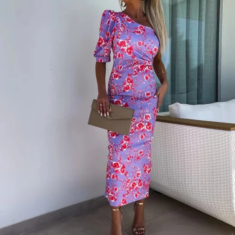 Celeste - Ein-Schulter-Kleid mit Puffärmeln